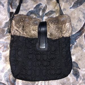 New Coach purse with fur black